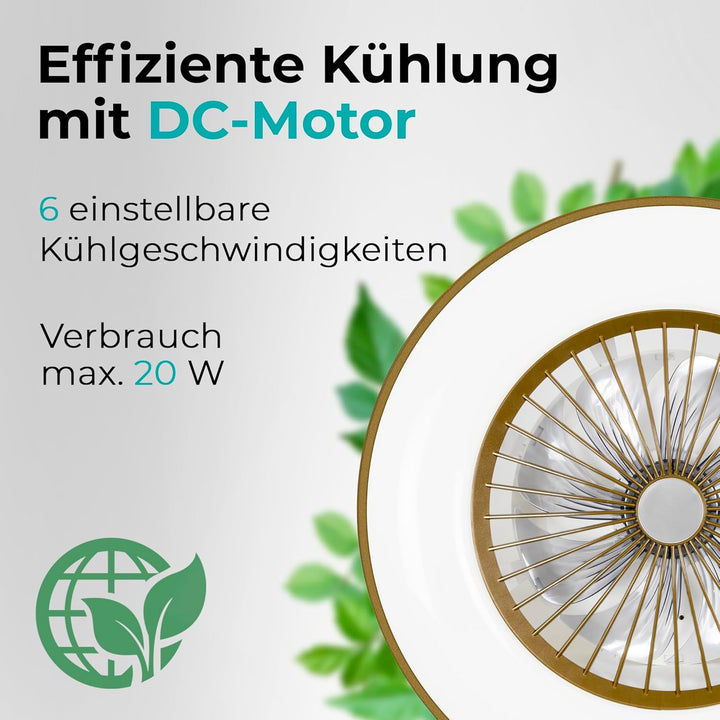 Noaton Deckenventilator mit Beleuchtung 11056CR Vega, LED Dimmbar max 40 W, 3 Farbtemperaturen, Fern