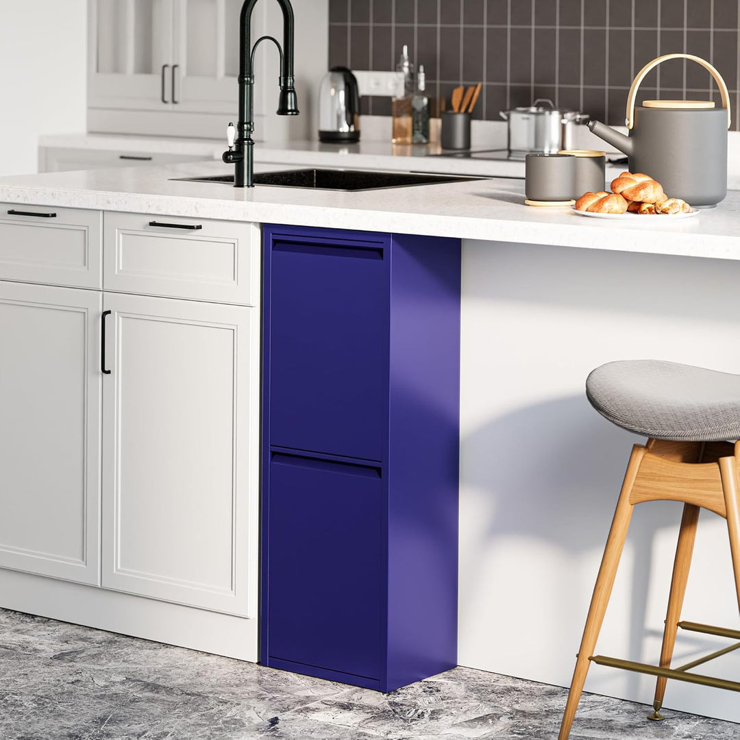 [en.casa] Mülltrennsystem Sollentuna Mülleimer 2 Fächer Küche 2 x 14 L Abfalleimer Müllschrank schma