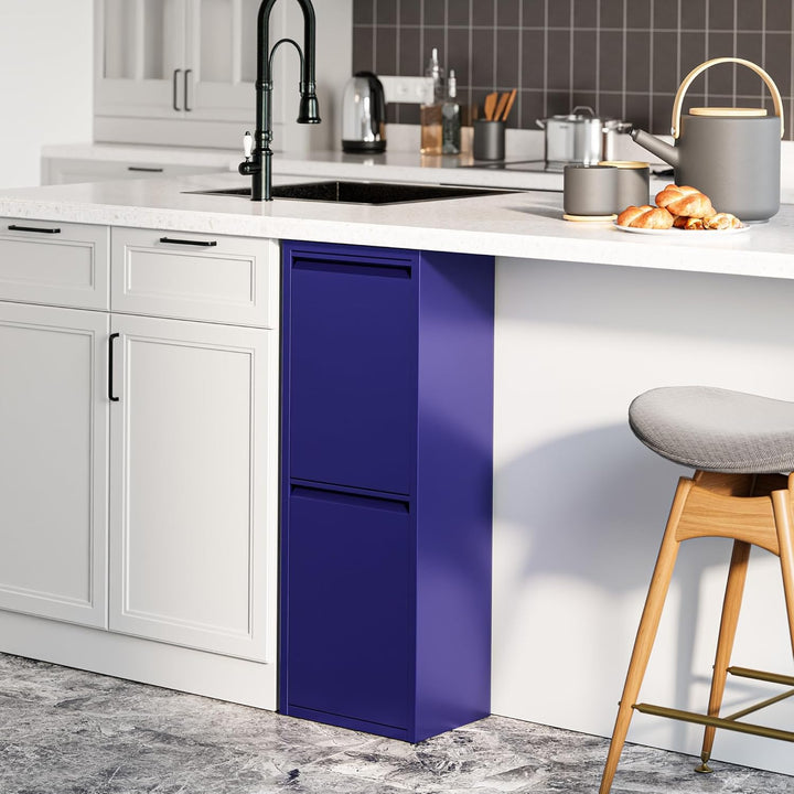 [en.casa] Mülltrennsystem Sollentuna Mülleimer 2 Fächer Küche 2 x 14 L Abfalleimer Müllschrank schma