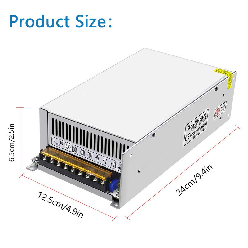 SHNITPWR 24V Power Supply DC 24volt 25A 600W Switch Power Supply Transformer AC 110V 220V to DC 24 V
