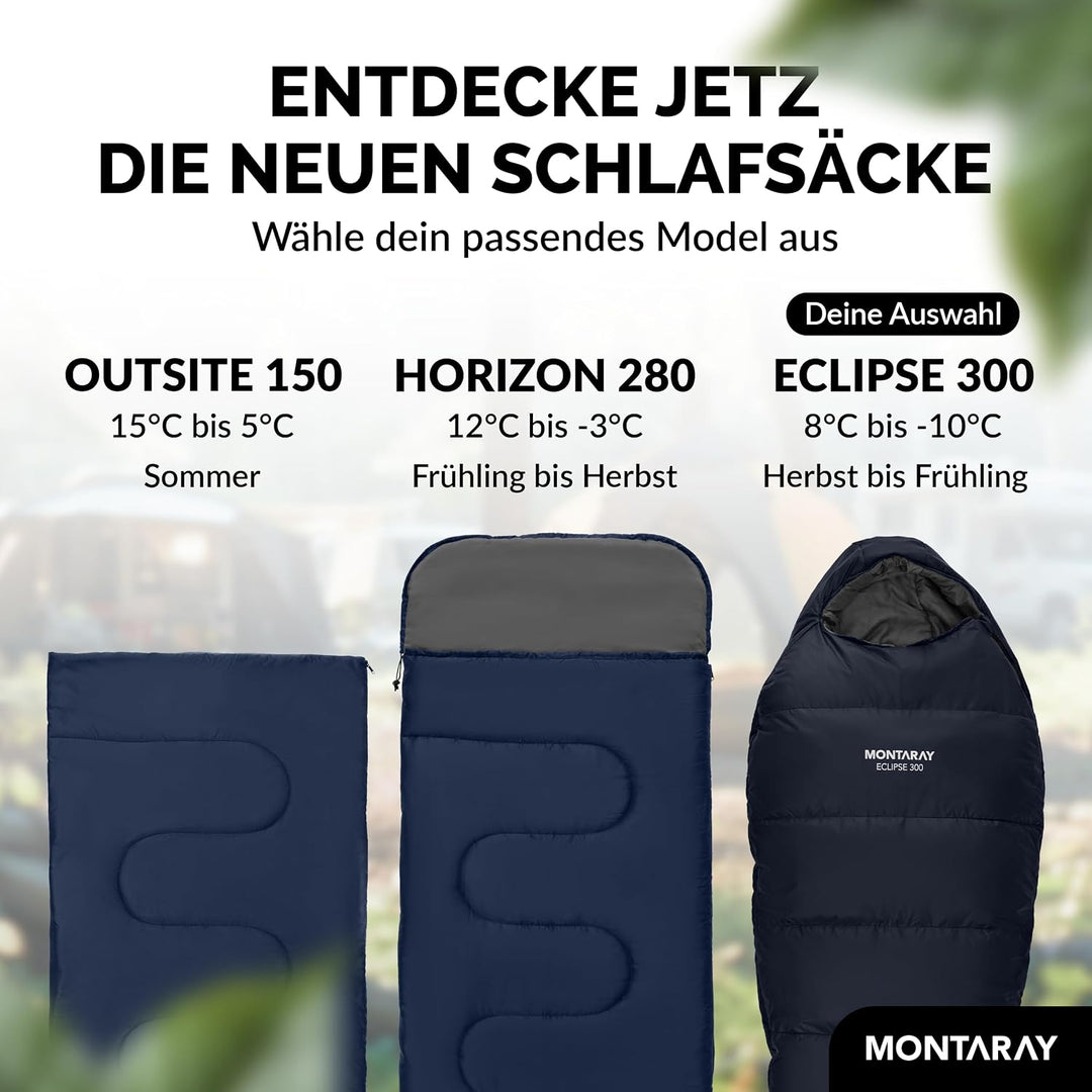 Mumienschlafsack [8°C bis -5°C] INKL. Kissen für 3-4 Jahreszeiten [300GSM] - Outdoor Winter-Schlafsa