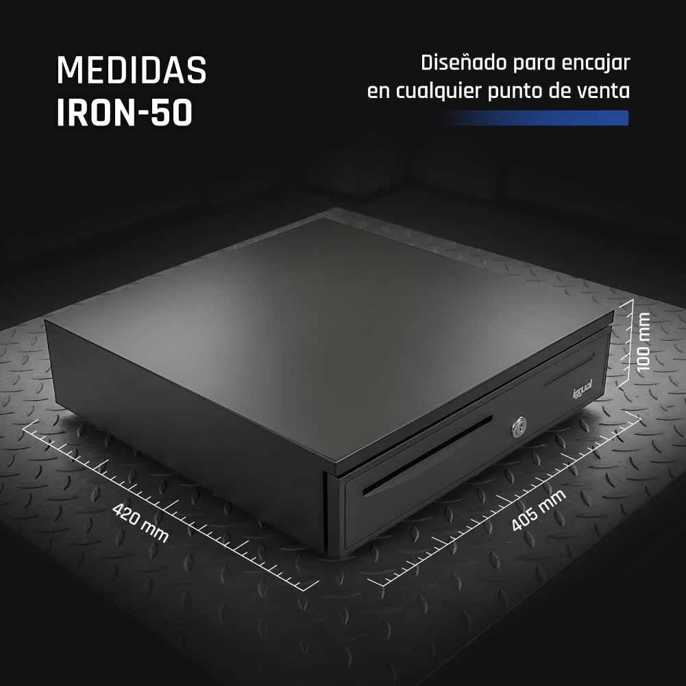 iggual - Geldkassette Abschliessbar IRON - 50 | Kassenschublade mit automatischer oder manueller Öff