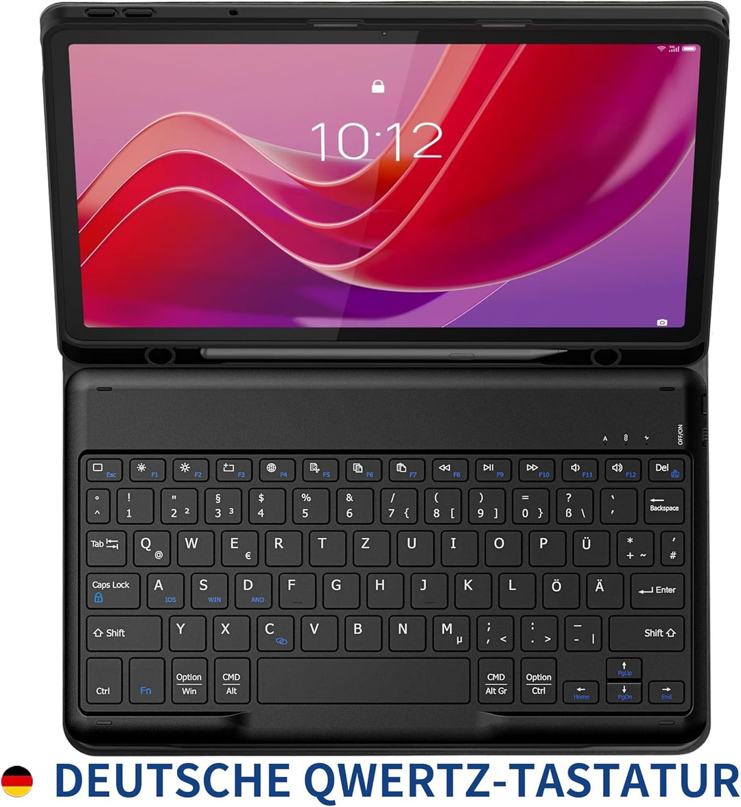 EasyAcc Tastatur Hülle Kompatibel mit Lenovo Tab M11 TB330 2024 mit Schutzfolie, [QWERTZ Deutsches],
