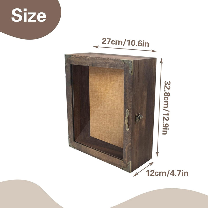 Holz Schattenbox Rahmen 12,7 cm tief, rustikale Vitrine mit transparentem Acrylfenster für DIY-Baste