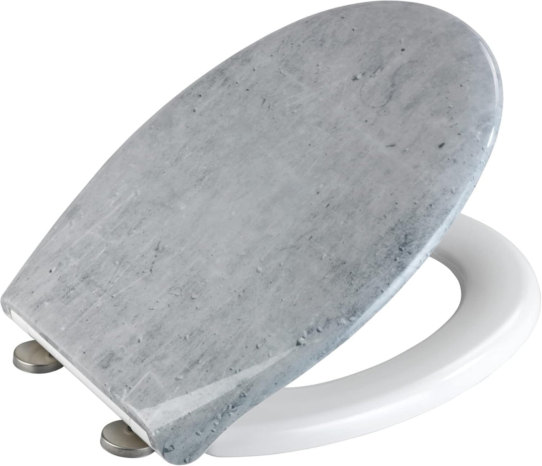 WENKO WC-Sitz Concrete, Toilettensitz mit Absenkautomatik, hygienischer WC-Deckel bis 350 kg belastb