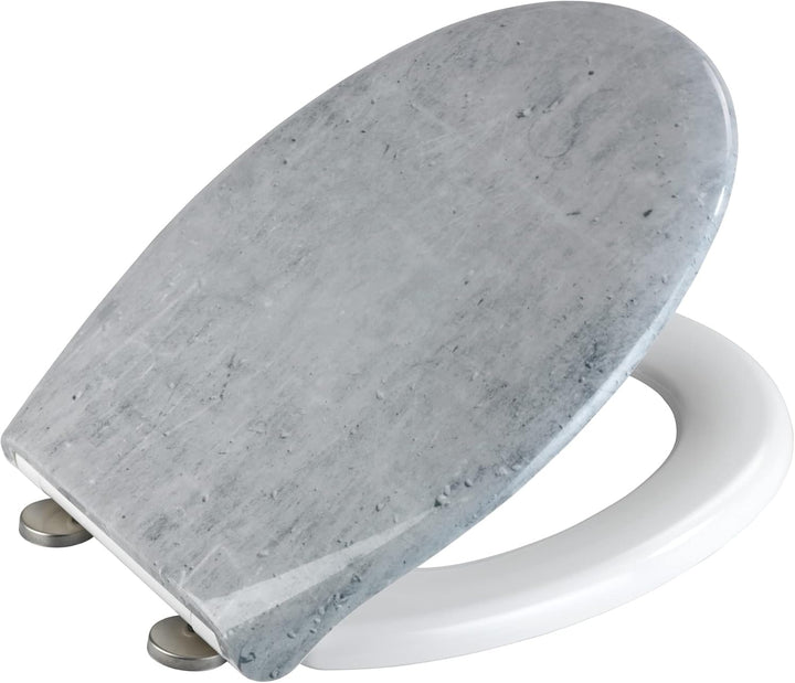 WENKO WC-Sitz Concrete, Toilettensitz mit Absenkautomatik, hygienischer WC-Deckel bis 350 kg belastb