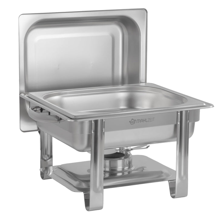 Mahlzeit Edelstahl Chafing Dish 4 Liter | Speisenwärmer mit Deckelhalter, Warmhaltebehälter Essen |