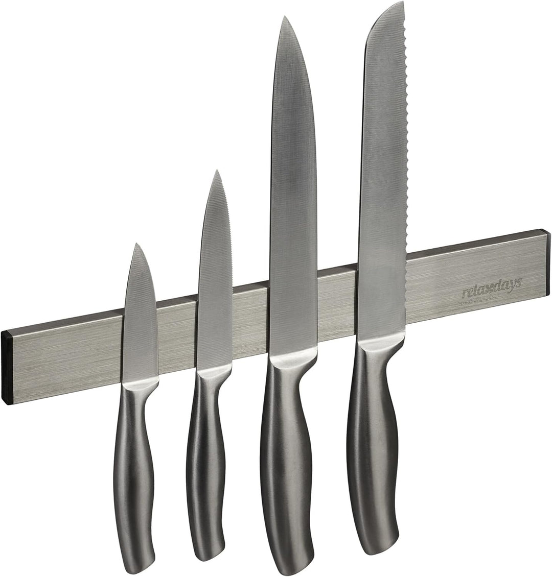 Relaxdays Magnetleiste Edelstahl, selbstklebend, 30 cm lang, Wand Magnetschiene für Messer & Werkzeu