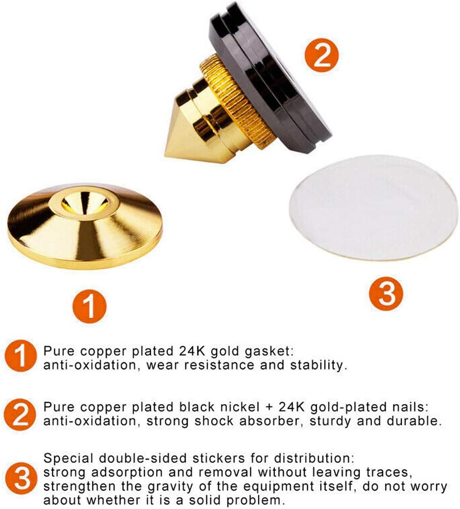 8 Stück Lautsprecher Spikes, Shock Absorber, Anti-Vibrations Lautsprecherständer für CD-Audio, Subwo