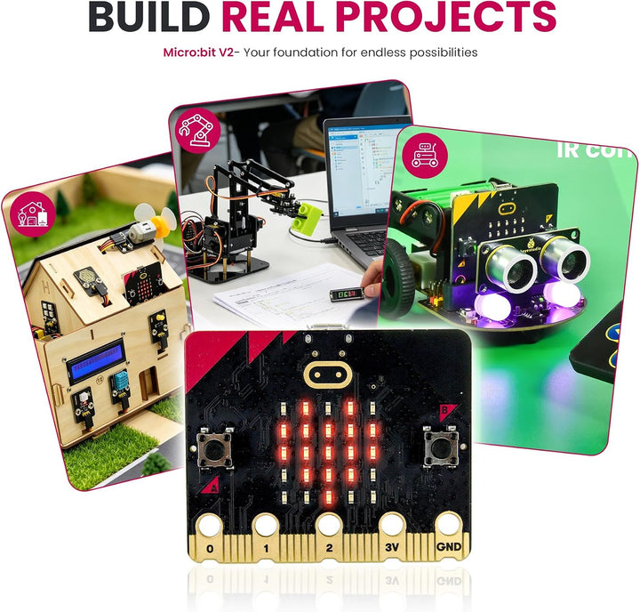KEYESTUDIO BBC Micro:bit V2 Starter Kit (Pack Microbit V2.2 Go Kit) with Official BBC Micro:bit V2 D