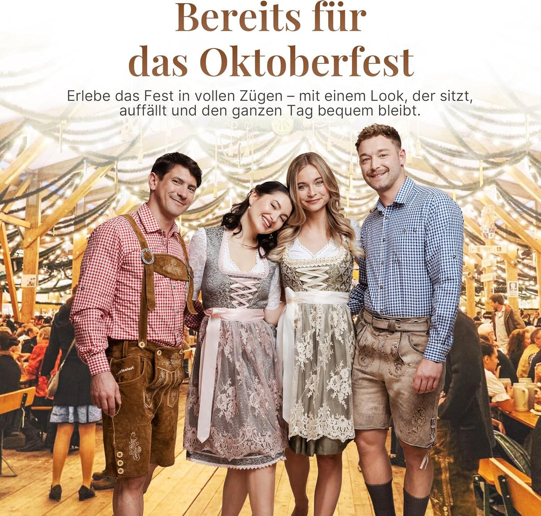 HOFGLANZ® Trachten Lederhose Herren Kurz - Hochwertige Trachtenhose für Herren mit Hosenträgern - Tr