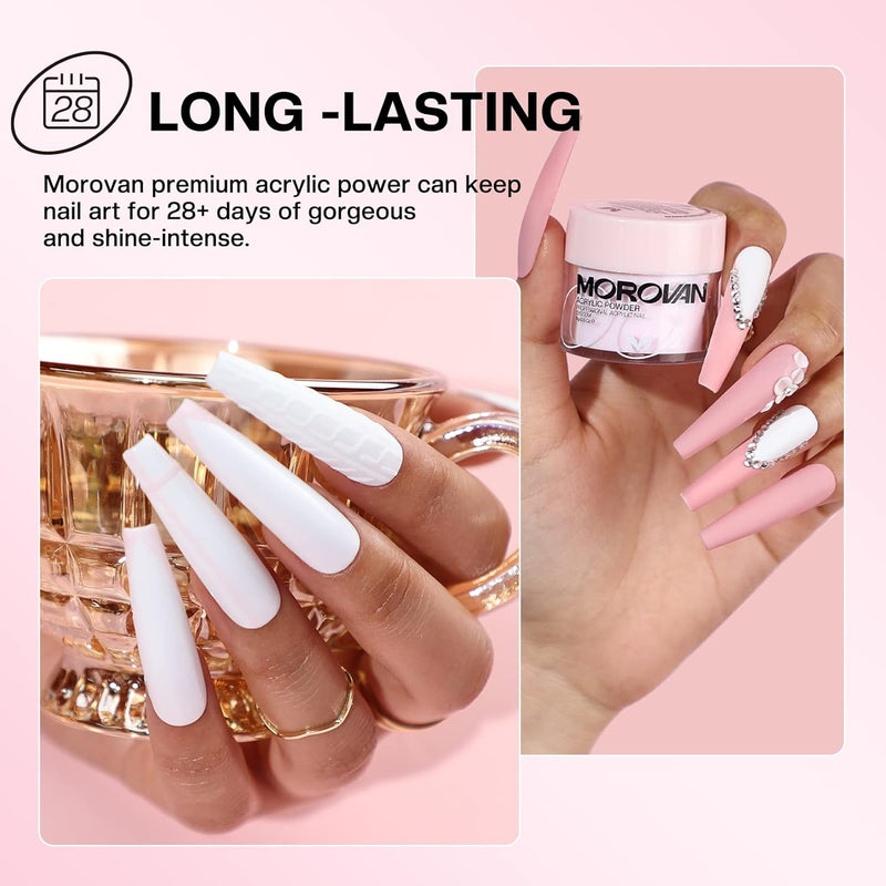 Morovan Acryl Nagelset Starterset Komplett - 3 Farben Acryl Pulver Nails mit 3 Acryl Pinsel für Näge