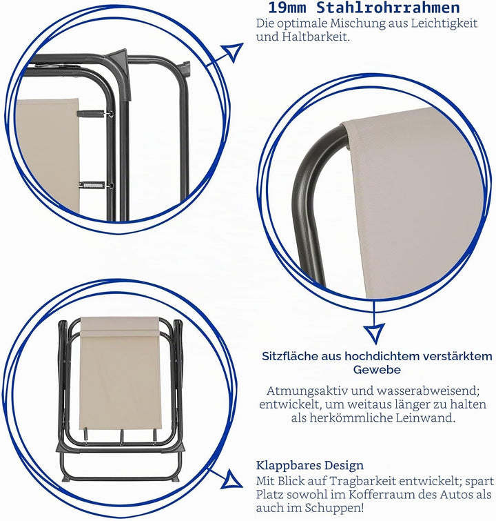 Harbour Housewares Klappe Metall Beachstühle - Grüne Streifen - Pack Von 2, Grün