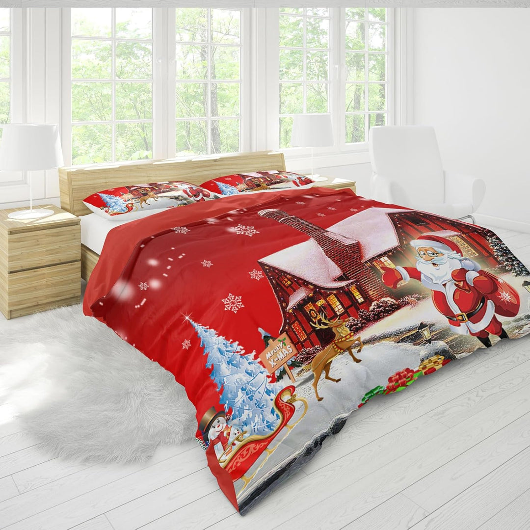 UGZDEA Weihnachts Bettwäsche Set, 3D Christmas Bettwäsche-Set Mit 2 Kissenbezügen, Weihnachtsmann, W