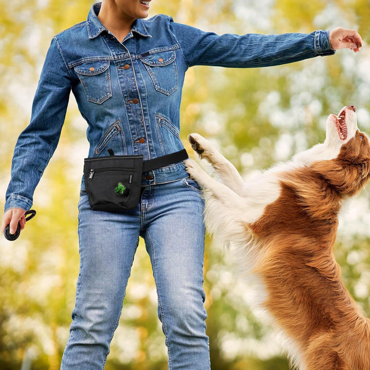 Gobeigo Hunde Leckerlibeutel und Training-Clicker, Zwei magnetische Verschlüsse gegen Verschütten, 2