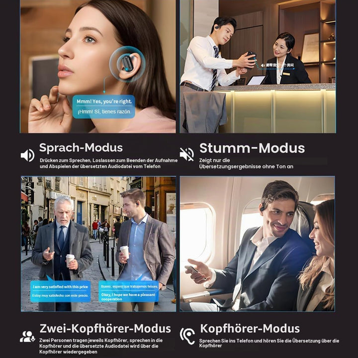 KI Übersetzer Kopfhörer - Übersetzungskopfhörer mit LCD-Touchscreen, KI Kopfhörer mit Echtzeit Übers