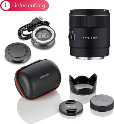 Samyang AF 24mm F1,8 FE + Lens-Station für Sony E-Mount Vollformat & APS-C I ultraleichtes Weitwinke