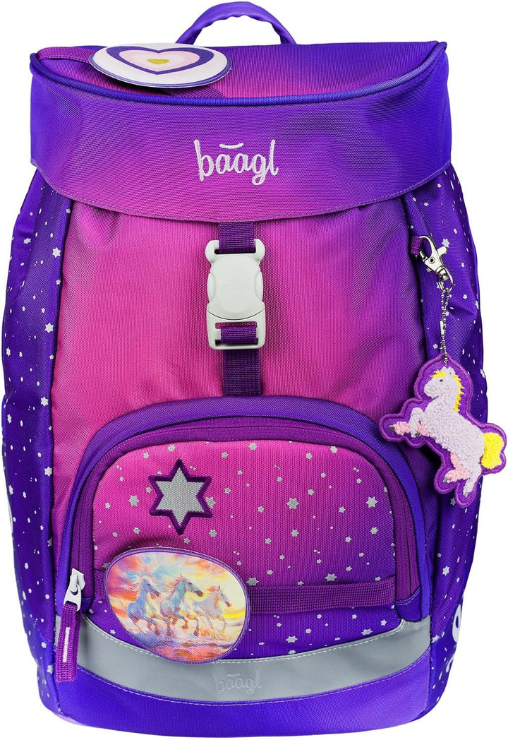 Baagl Schulranzen Jungen Mädchen Set 5 Teilig (Airy Schultasche für 1. Klasse, Mäppchen, Turnbeutel,