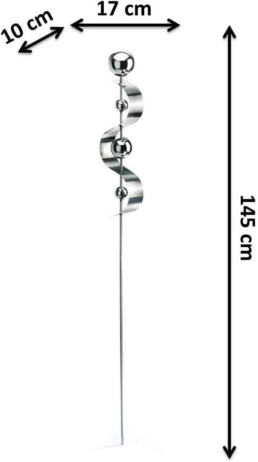 Kobolo Gartenstecker Gartenstab Edelstahl Silber Blumenstecker Dekostecker Snake 145 cm