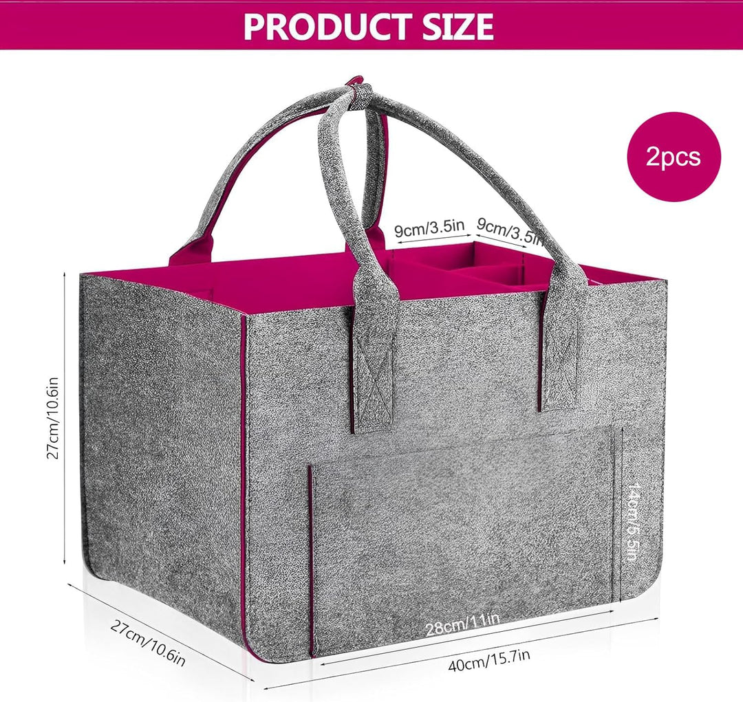 WEIWUXIAN 2 Stück 30L Gross Filztasche Einkaufstasche mit Fächern, Faltbar Filztaschen Shopper mit S