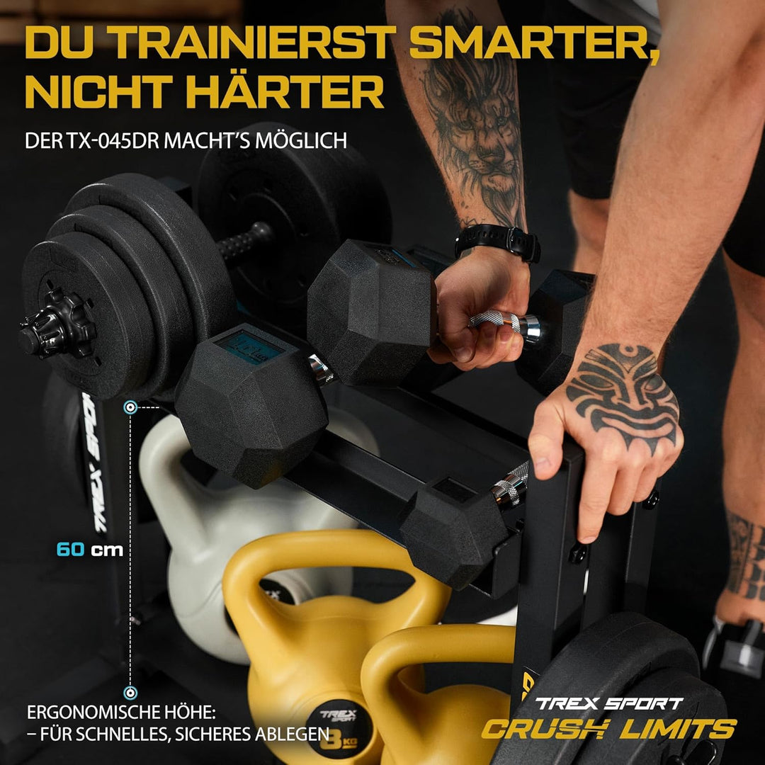 TREX SPORT Hantelablage Gewichteständer bis 320 kg, rutschfest TX-045DR | Stahl Hantelständer für Ha