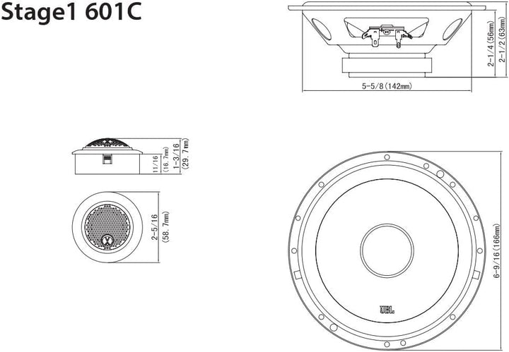 JBL Stage1 601C 2-Wege KFZ Soundsystem von Harman Kardon - 200 Watt Komponenten Auto Lautsprecher Bo