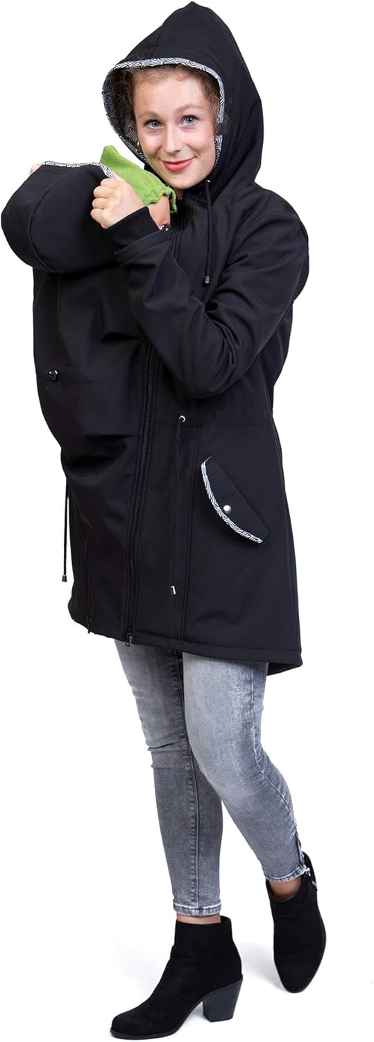 Viva la Mama 4in1 Trageparka für Tragen auf dem Rücken oder der Brust, Allwetter Softshell - PINA S
