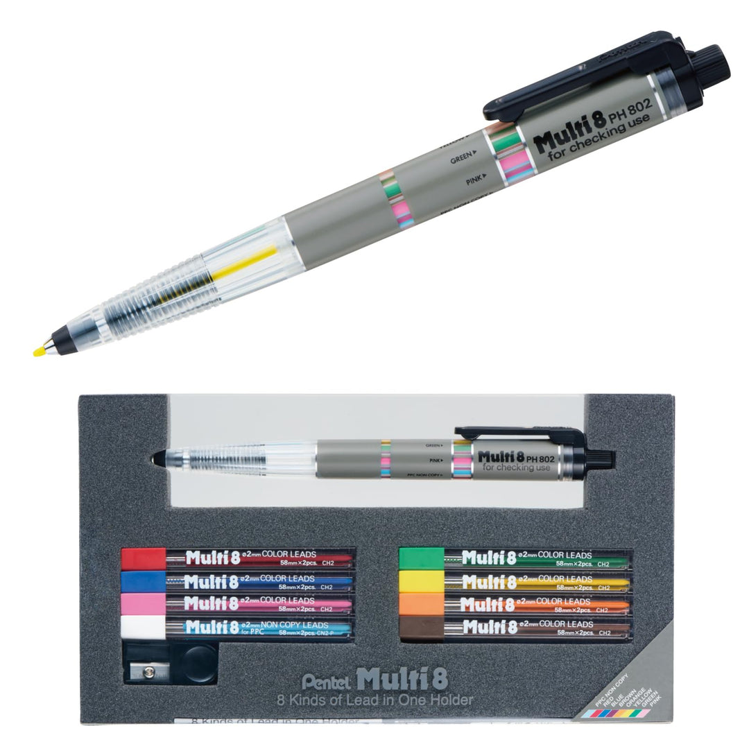 Pentel Pencil Lead Holder and Lead Set, Multi 8 Set (PH802ST) by Pentel Mehrfarbig Modern, Mehrfarbi