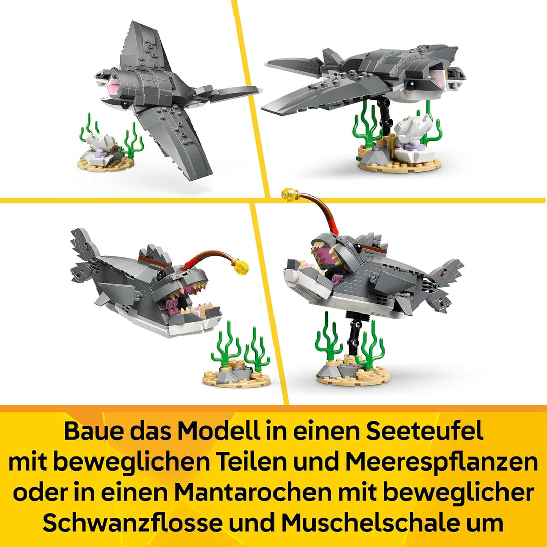 LEGO Creator 3-in-1-Set Wilder Hai mit Schatztruhe - Kreatives Spielzeug & Konstruktionsspielzeug -