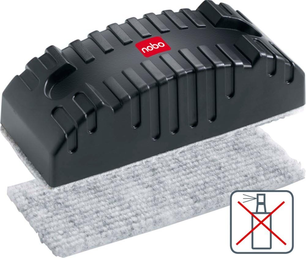Nobo Whiteboard-Tafelwischer, Ideal für Dry Wipe Oberflächen, Schwarz, 34533421 Tafelwischer Löschfi