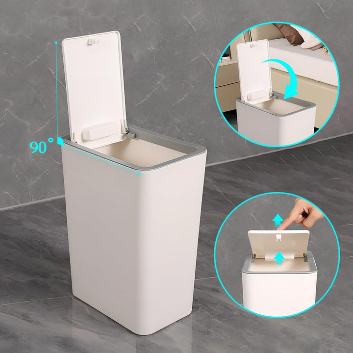 10 Liter Mülleimer Bad,Schmaler Mülleimer Küche mit Deckel,Geruchsdicht Abfalleimer Küche für Badezi