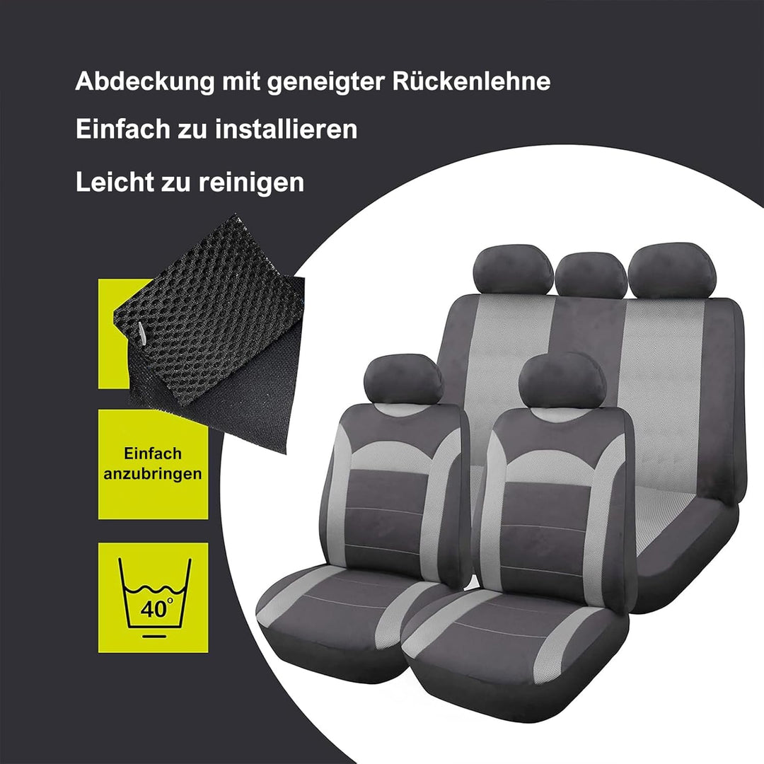 ENERFERO Autositzbezüge Universal Fit Komplettset，Autozubehör Innenraum Deko，Schützt die Autositze.