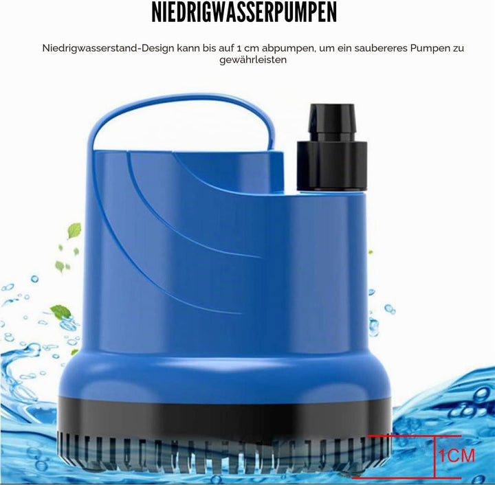 EXLECO Mini Wasserpumpe Tauchpumpe Aquariumpumpe 1500L/H 20W 230V Förderhöhe 1,6m Kabel mit Stecker