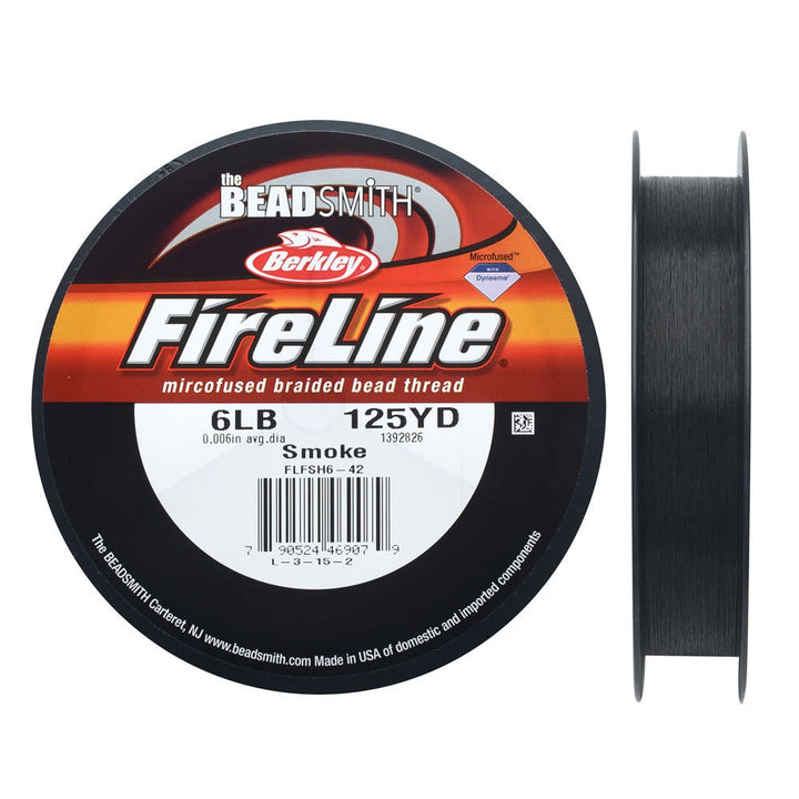 Fireline Braided Beading Thread, 6 LB Test and .008" Thick, 125 Yards, Smoke Gray