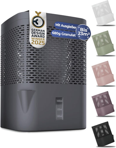 BonAura® AirOne Luftentfeuchter ohne Strom mit 360° Belüftung I Raumentfeuchter mit Ausgiesser & 680