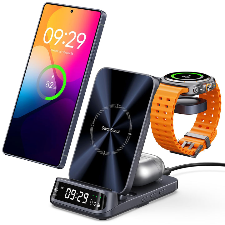 SwanScout Induktive Ladestation, Wireless Charger für Samsung Galaxy S25 Ultra/S25+/S25/Z Fold/Z Fli