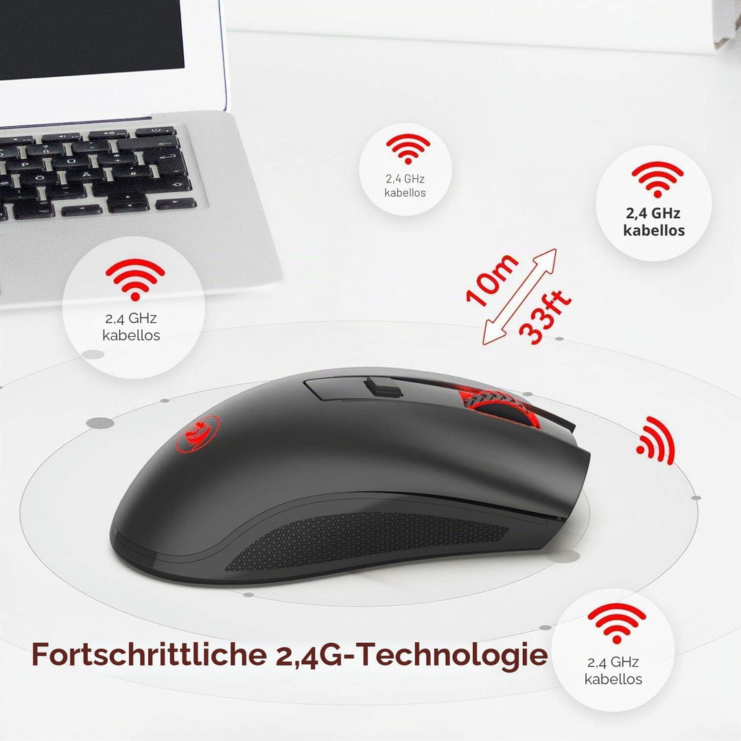 Redragon M652 Optische 2.4G Wireless Maus mit USB-Empfänger, tragbare Gaming & Office Mäuse, 5 einst