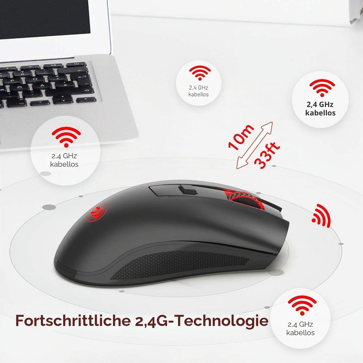 Redragon M652 Optische 2.4G Wireless Maus mit USB-Empfänger, tragbare Gaming & Office Mäuse, 5 einst