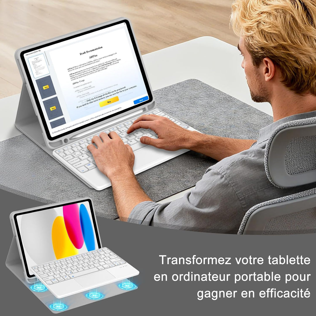 Hülle Tastatur für iPad (A16) 11/10 Generation (2025/2022) 11/10.9 Zoll Grau iPad (A16) 11/10 Genera