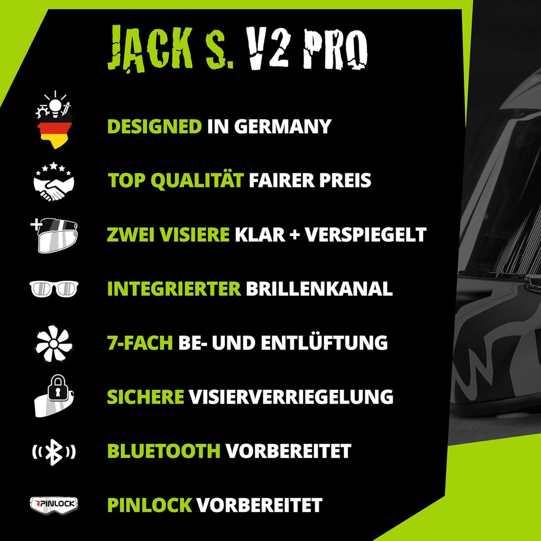 Broken Head Sportlicher Integralhelm Mit 2 Visieren (Klar + Verspiegelt) - Motorradhelm - Fullface J
