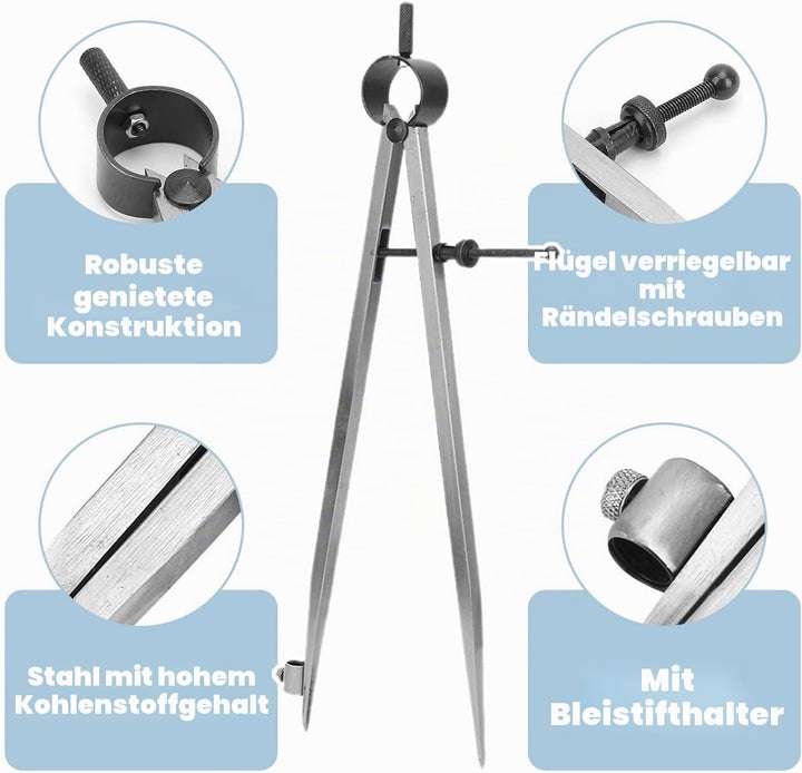 Flügelteiler, Linienpositionsschreiber Zeichenkompasse Handwerk Drehwerkzeug Zeichenkompass 100 mm 1