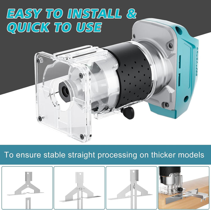 Akku Oberfräse kompatibel mit Makita 18V Akku, bürstenloser Motor,5 Geschwindigkeiten,800W 30000RPM,