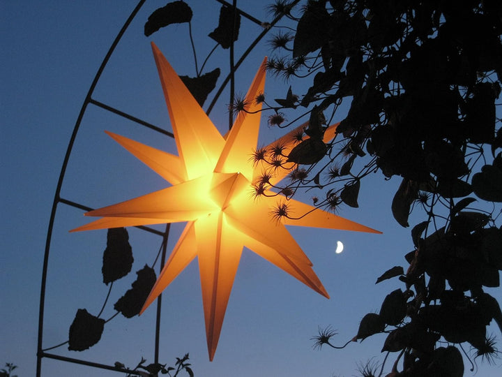 Aussenstern gelb mit auswechelbarer LED - beleuchteter Stern 55-60 cm Adventsstern Weihnachtsstern L
