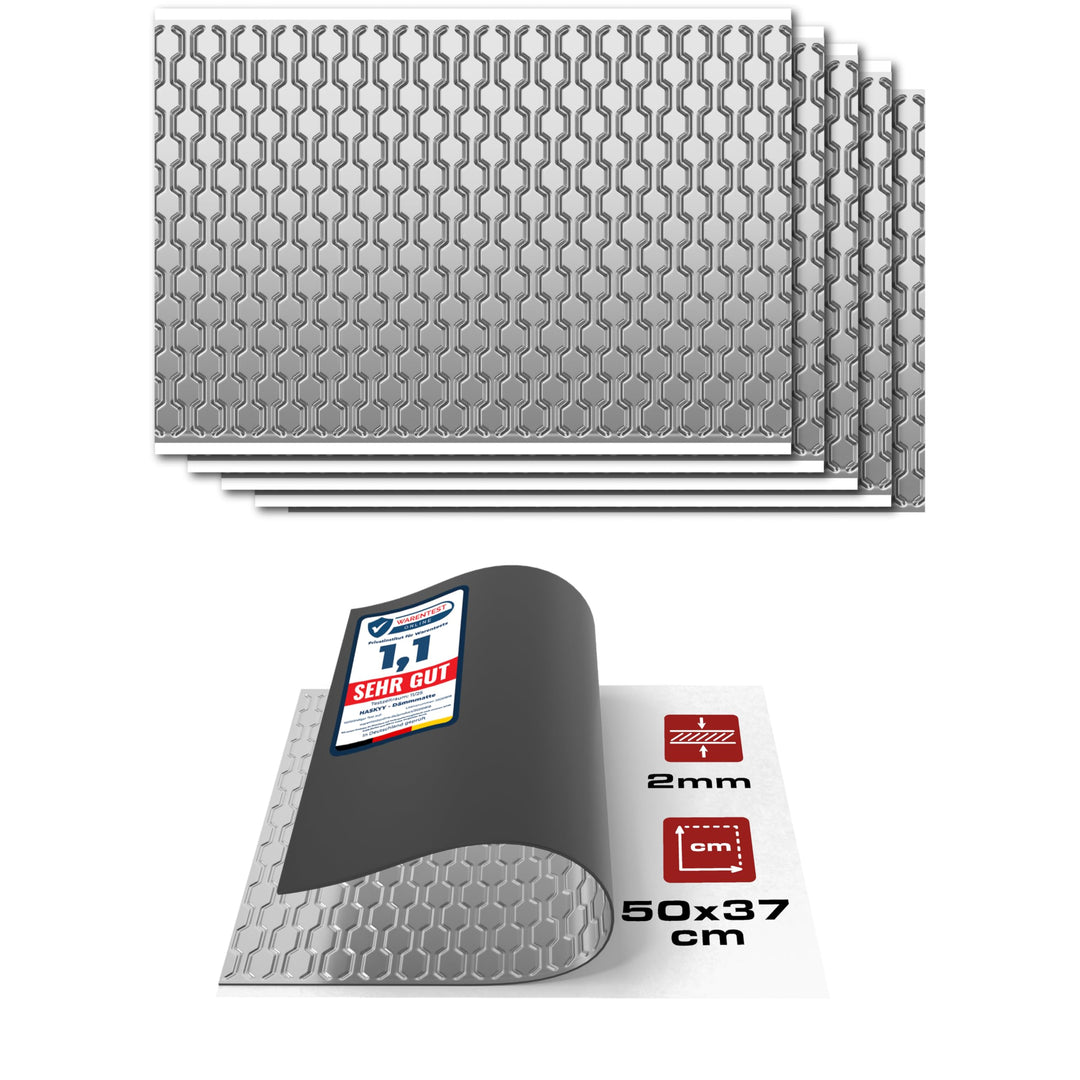 Haskyy 2mm Alubutyl Platten 1,11m² 500x370mm 6x Anti Dröhn Dämmmatte selbstklebend Auto Dämmung - KF