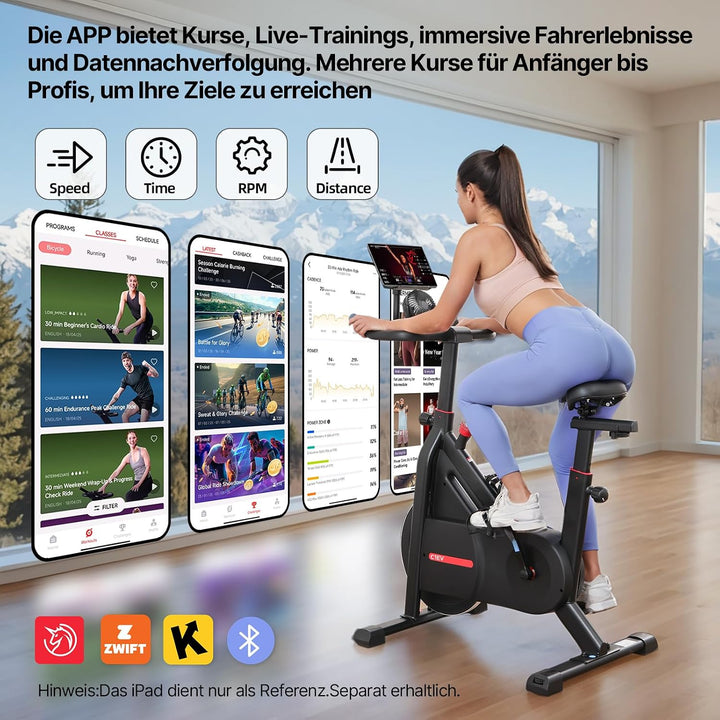 Bluearth Heimtrainer Fahrrad mit Magnetischem Widerstand, Hometrainer Fahrrad mit Smart App, Leise &