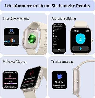 KALINCO Smartwatch für Damen Herren, Fitnessuhr 1.8 Zoll mit Telefonfunktion, Fitness Tracker Alexa