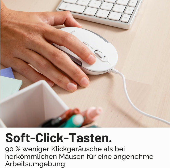 Macally Leise kabelgebundene Maus – schlanke und kompakte USB-Maus für Apple Mac oder Windows PC Lap