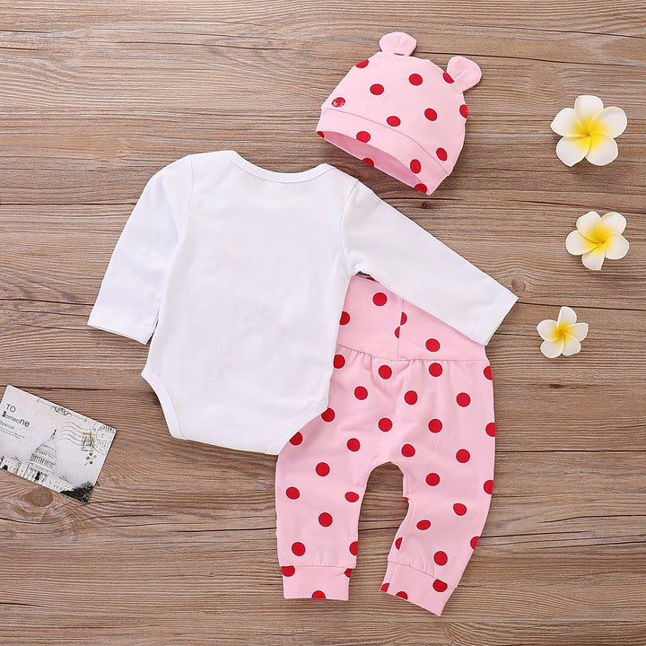 Neugeborene Baby Mädchen Kleidung Giraffe Strampler+Rosa Punkt Hose+ Hat 3Pcs Bekleidungssets 12–18