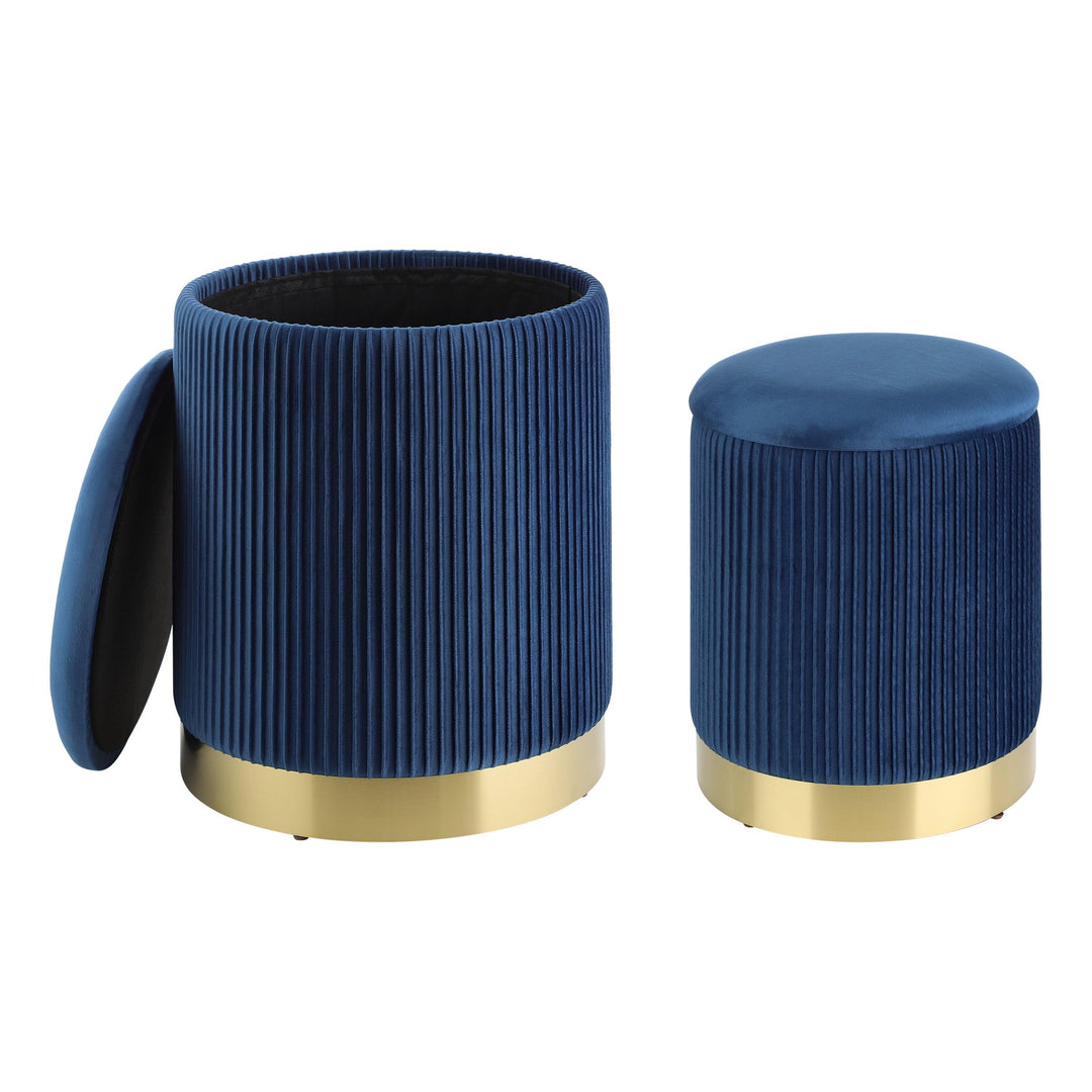 EGLO LIVING 2er Set Hocker mit Stauraum Mashike, Elegante Sitzhocker, runde Couch Beistellhocker, Po