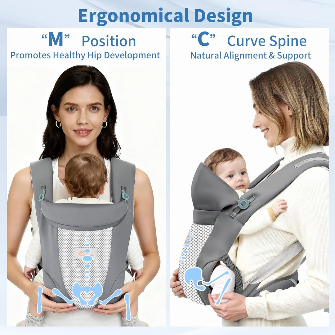 Babytrage - Superweiche 3D-Air Baby Tragegurt Neugeborene ab Geburt (0–24 Monate), On the Go 4-in-1